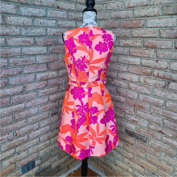 Rosanna jacquard mini dress floral eva mendes ny&co hot pink orange purple neon - Picture 2 of 7